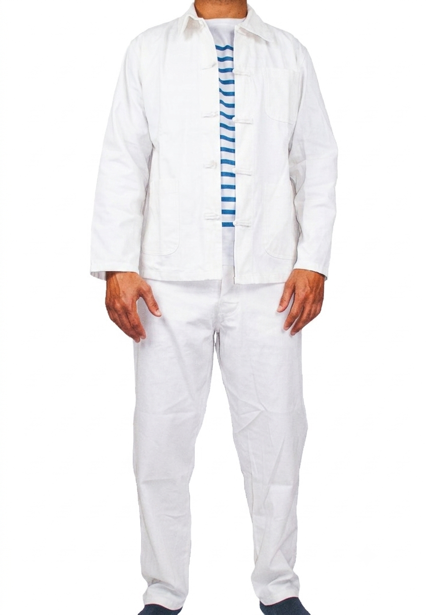 Bleu de chine unisexe, ensemble complet veste et pantalon coton